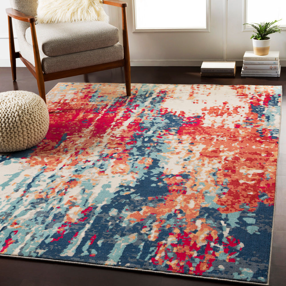 Surya Bohemian BOM2309 Bright Red Abstract Synthetic Rug from the