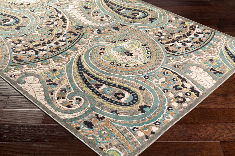 Surya Basilica BSL7240 Teal Natural Fiber Floral Rug from the Sisal