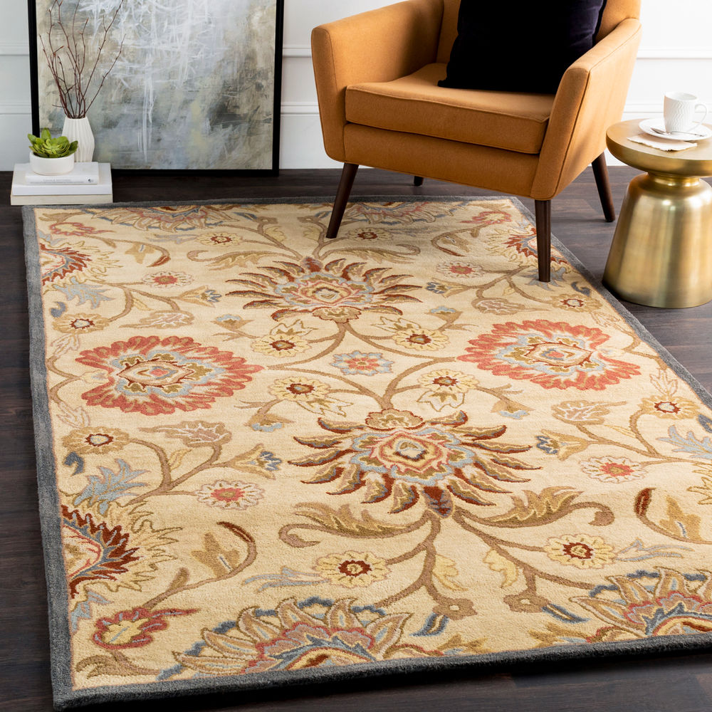 Surya Caesar CAE1116 Ivory Wool Floral Rug from the Botanical Rugs