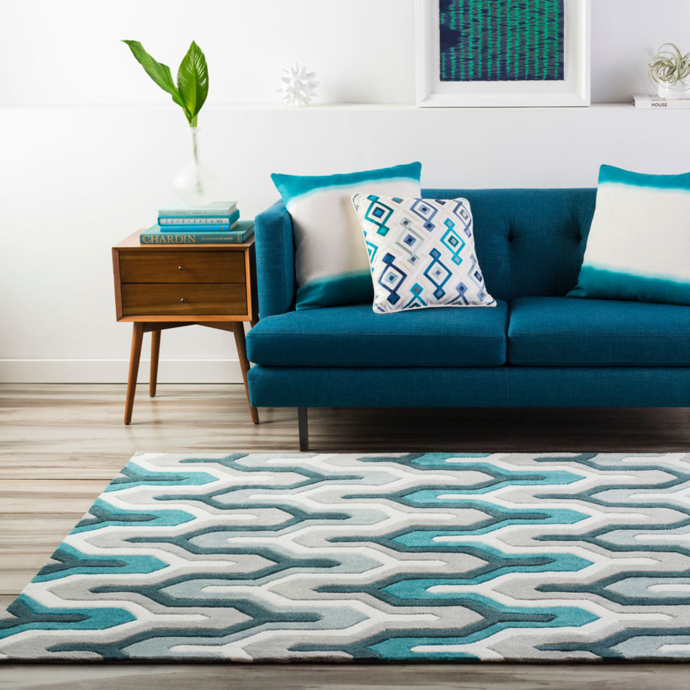 Surya Cosmopolitan COS9175 Teal Synthetic Abstract Rug from the Modern