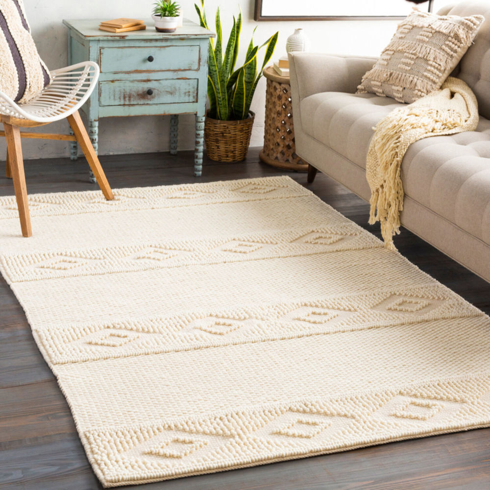 Modern Loom Farmhouse Neutrals FLS2300 Yellow Braided Wool Rug from