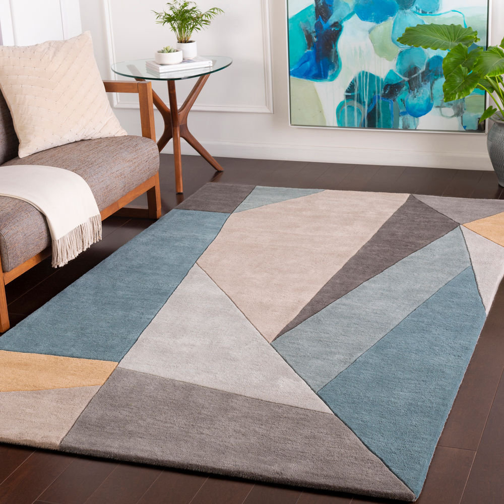 Surya Forum FM7223 Teal Wool Abstract Rug from the Modern