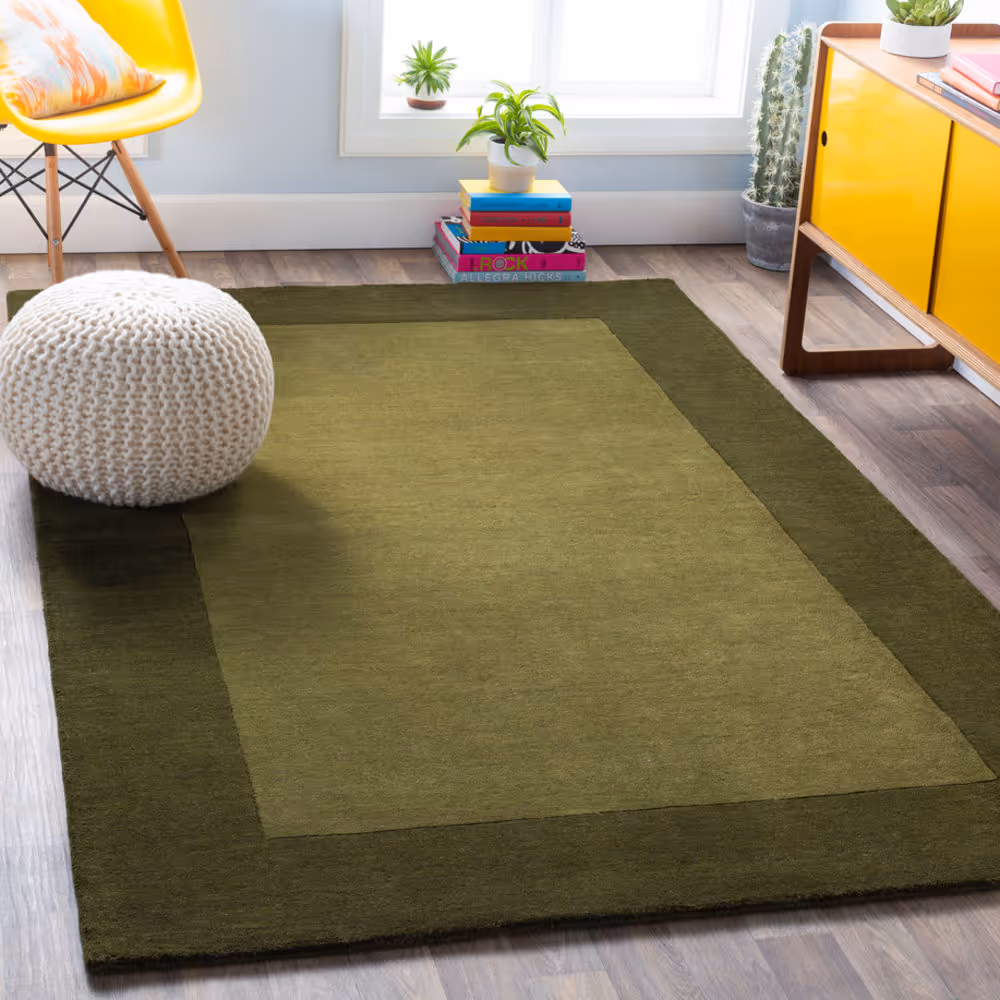 Surya Mystique M315 Dark Green Solid Colored Bordered Rug from the