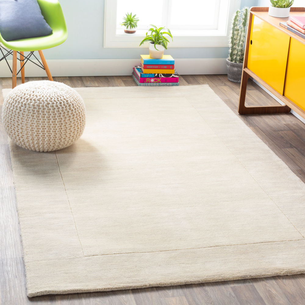 Surya Mystique M348 Cream Solid Colored Wool Rug from the Modern