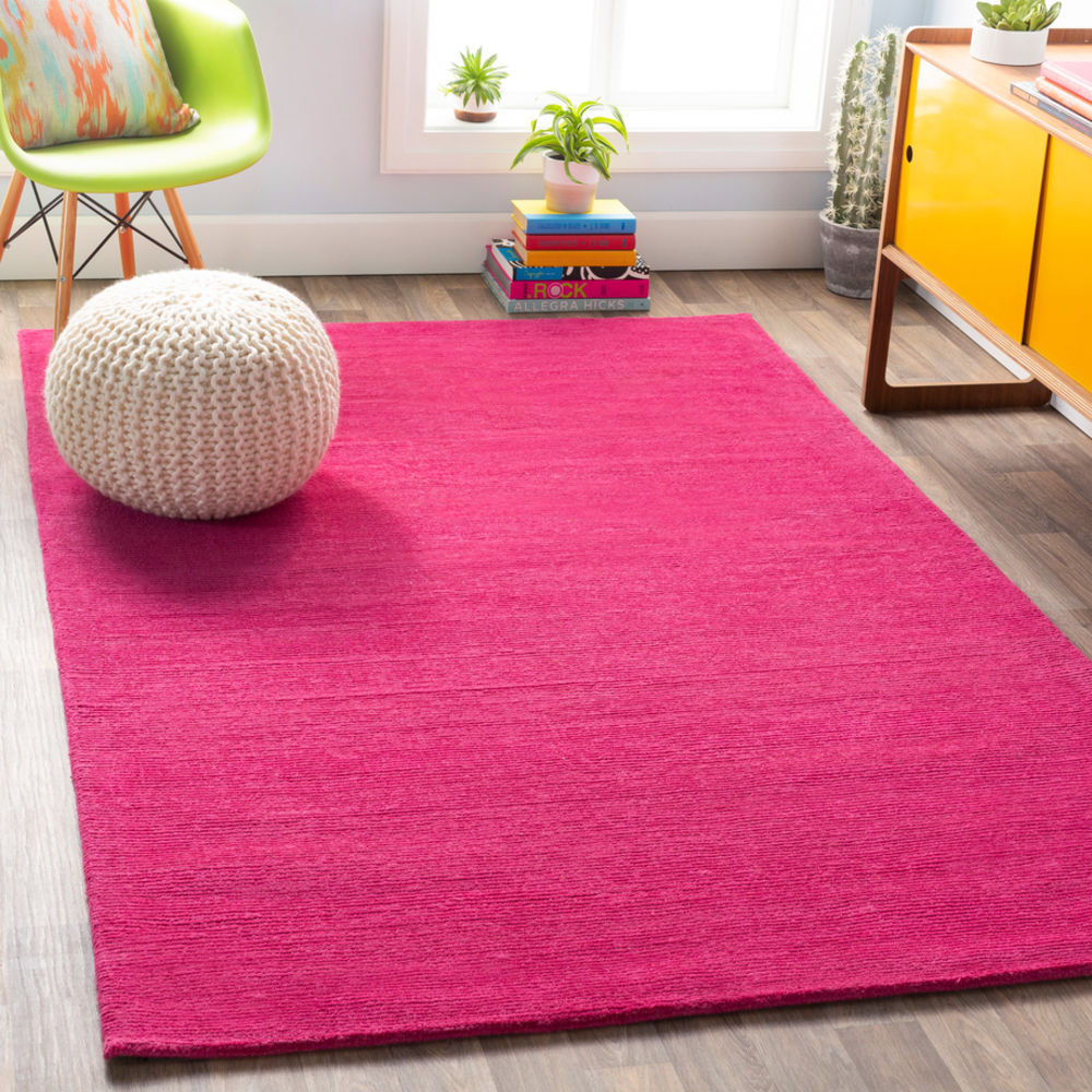 Surya Mystique M5327 Bright Pink Wool Solid Colored Rug from the Solid