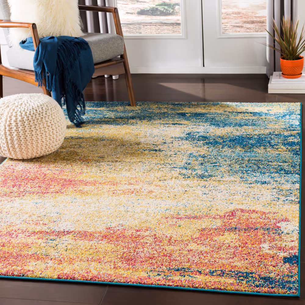 Modern Loom Alhaut ALT2307 Teal Abstract Synthetic Rug from the Modern