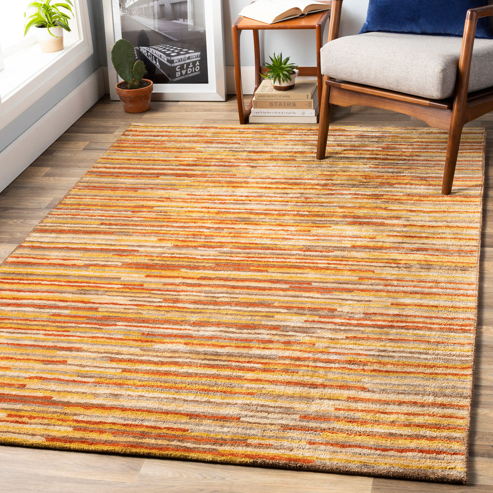 Surya Quartz QTZ5036 Burnt Orange Silk Abstract Rug from the Modern