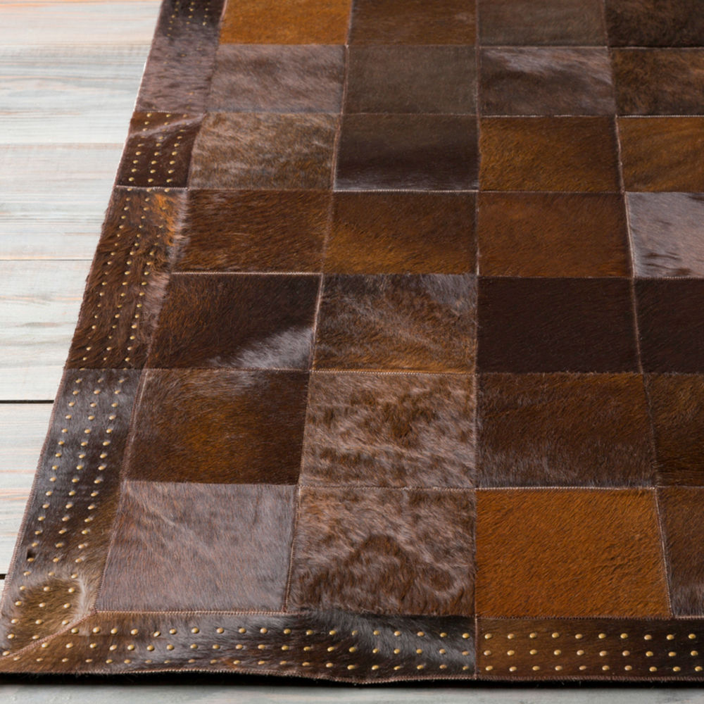 Surya Vegas VGS3001 Dark Brown Patterned Leather Rug from the Leather Rugs Collection