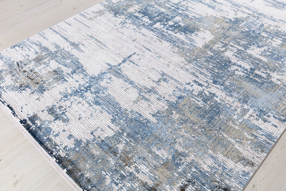 Modern Loom Venice VEN3 BlueBronze Abstract Silk Rug from the Modern