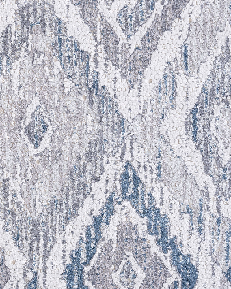 Modern Loom Mosaic 1669 Cream/Grey/Blue Silk Rug from the Modern Rug