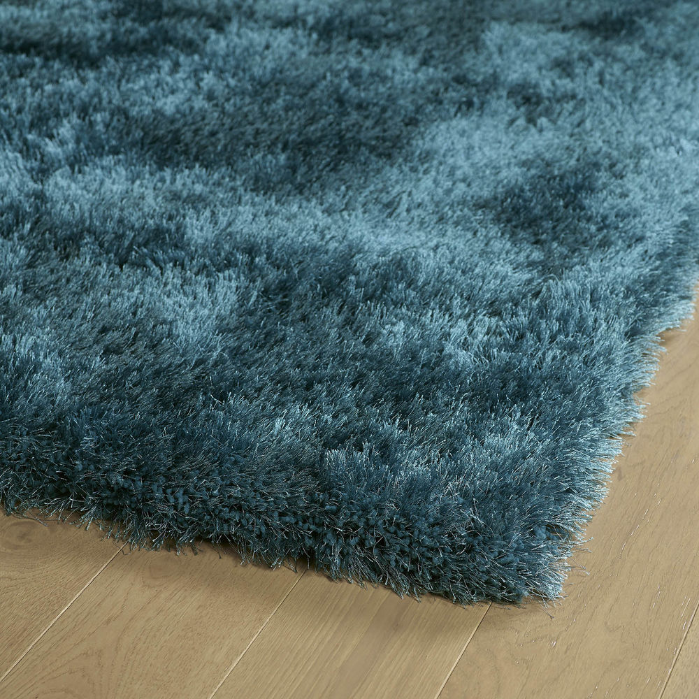 Modern Loom Posh Shag Teal Solid Modern Rug from the Shag Rugs
