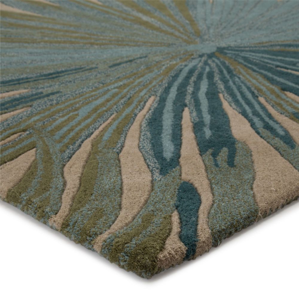 Modern Loom Living Coastal Seaside COS33 Palmetto Blue Hand Loomed Wool Rug from the Botanical