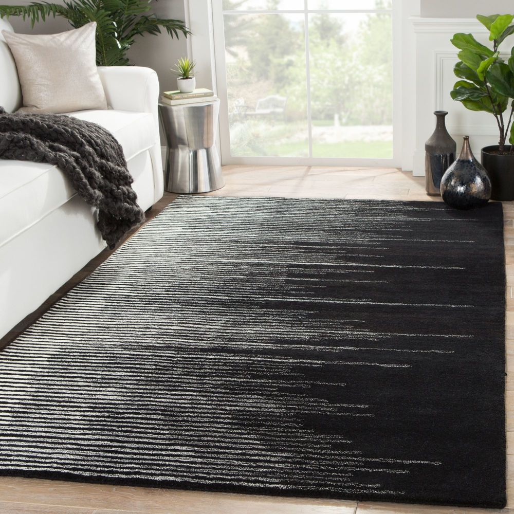Modern Loom Living Bristol BRI21 Tabo Black Hand Loomed Wool Rug from