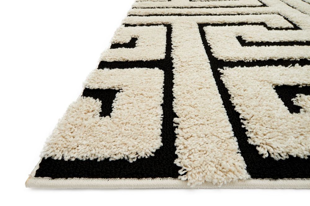 Loloi Enchant EN28 White / Black Hilo Patterned Rug from the Textured