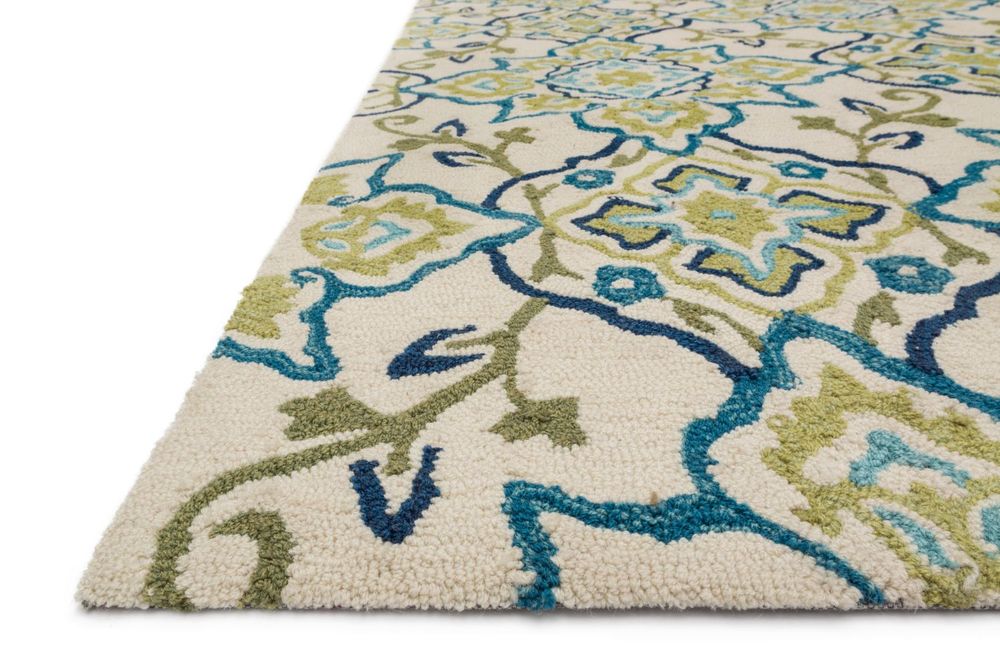 Loloi Francesca FC58 Ivory / Ocean Synthetic Floral Rug from the
