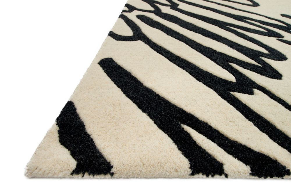 Loloi Nova NV08 Ivory / Black Wool Rug from the Bauhaus Minimal Design