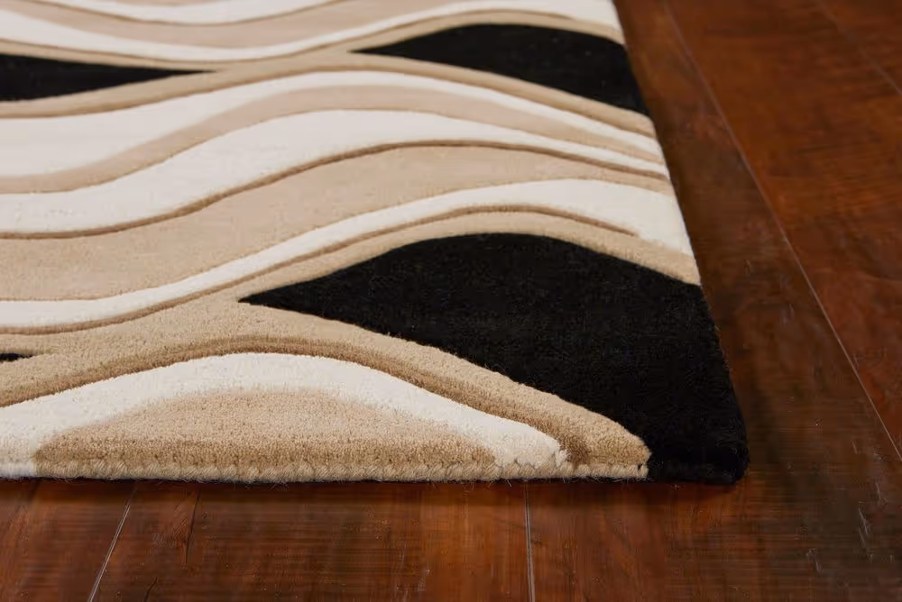 Kas Rugs Eternity 1071 Black/Beige Abstract Rug from the Modern Rug