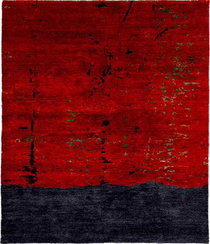 Red Noise Silk Wool Hand Knotted Tibetan Rug Product Image