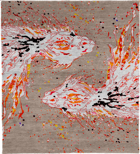 Fish Wool Hand Knotted Rug Product Image