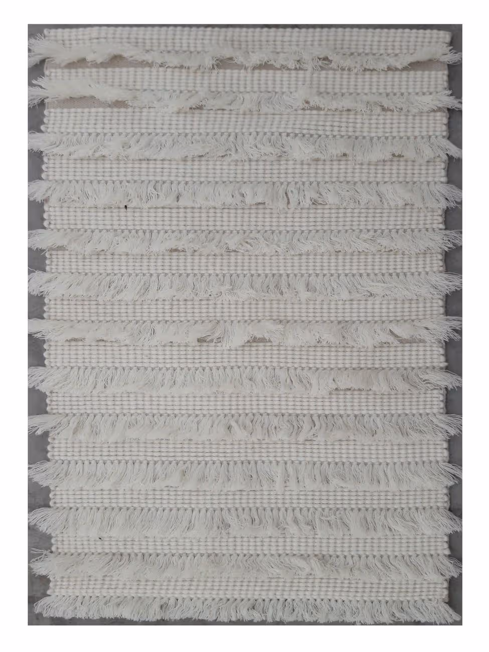 Simplicity Fringes White Felted Rug