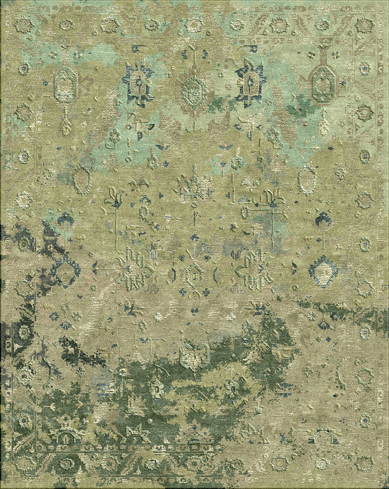 Sarawagi Green Designer Wool Rug 5 from the Modern Rug Masters collection at Modern Area Rugs