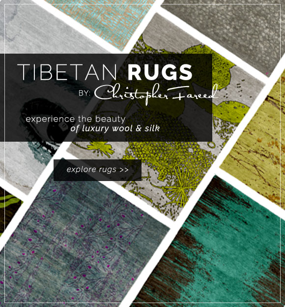 Experience the beauty of luxury wool and silk Tibetan rugs by Christopher Fareed, shop now