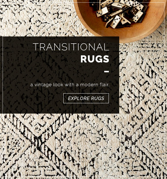 Enjoy a vintage look with a modern flair with our collections of transitional area rugs.
