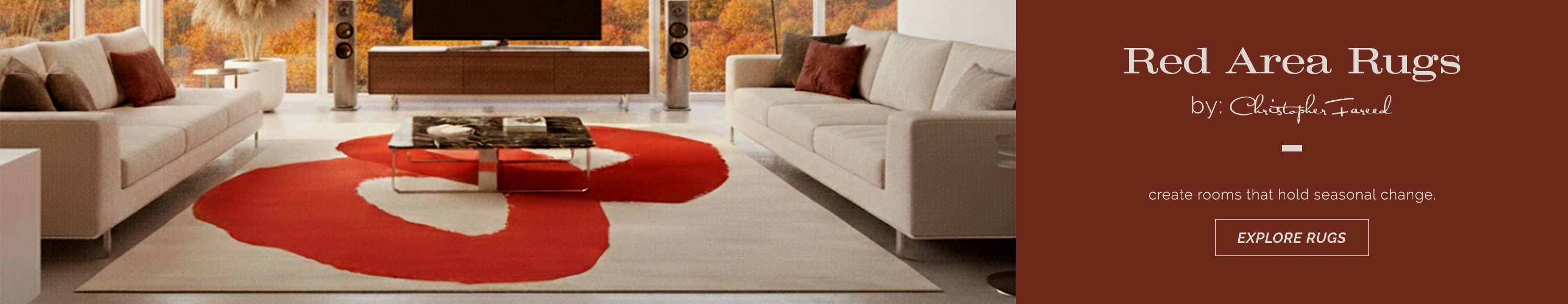 Create rooms that hold seasonal change with luxurious red area rugs by designer Christopher Fareed. Explore the handmade rug collection.