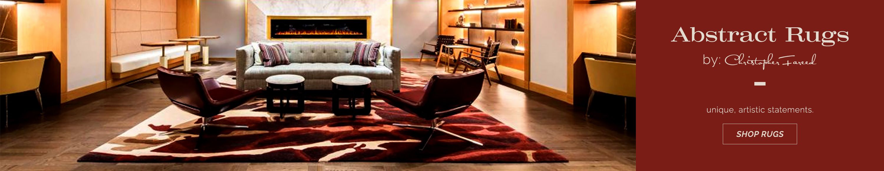 Make a unique, artistic statement with abstract rugs by rug designer Christopher Fareed. Discover this luxurious handmade collection now.
