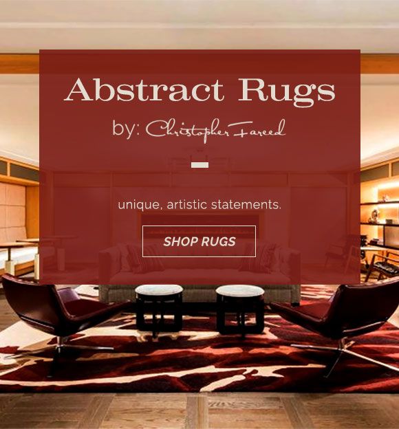 Make a unique, artistic statement with abstract rugs by rug designer Christopher Fareed. Discover this luxurious handmade collection now.